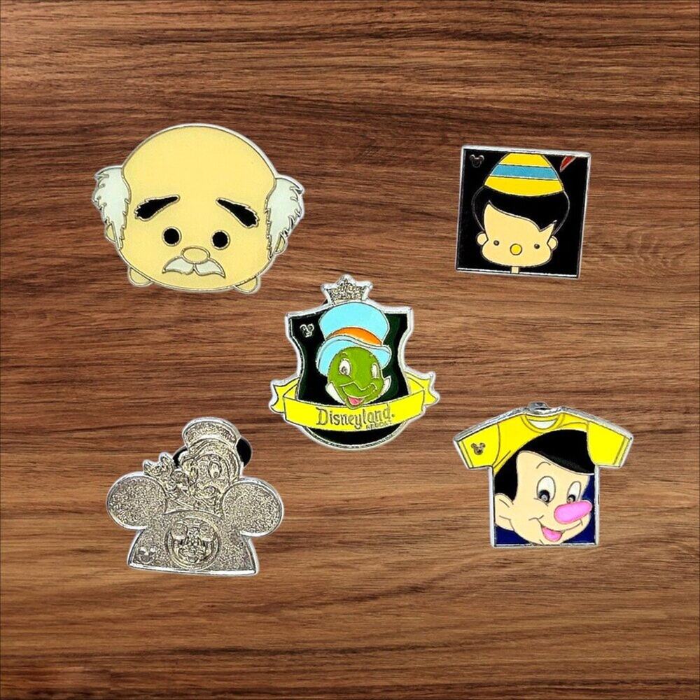 5 Pinocchio Disney Parks Trading Pins, Plus 2 Bonus Pins